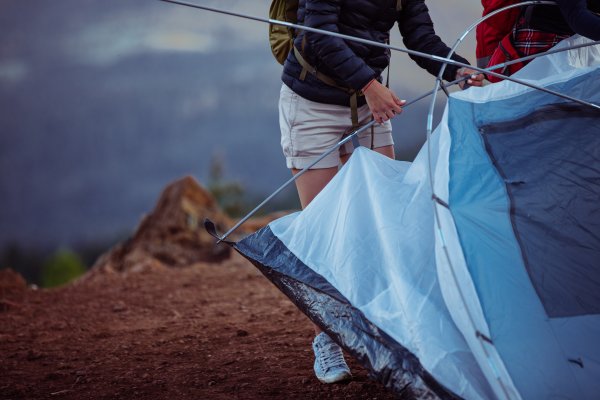 setting up tent backpacking tent camping